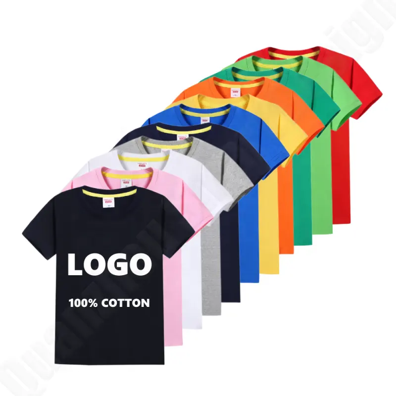 Fabricant de t-shirts vierges Coton peigné Vêtements pour enfants Vente en gros de t-shirts Impression brodée T-shirt pour enfants avec logo personnalisé