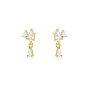 ROXI - Aretes Minimalistas al por Mayor de Plata de Ley S925 con Tres Gotas de Agua Geométricas y Circonita 5A para Mujeres y Niñas - Product Image 1