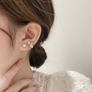 2024 New Matching Personality Design Korean Silver Needle Temperament Leaves Pearl Drop <b>Earrings</b> Trendy Alloy Hook - Product Image 3