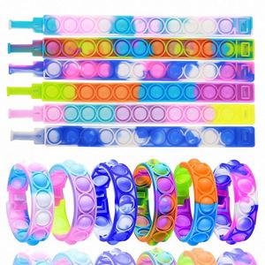 Wholesale Push Fidget Toy Pop Bracelet Kids Adult Stress Relief Silicone Popping Bubble <b>Boy</b> Pop Bracelet - Product Image 1