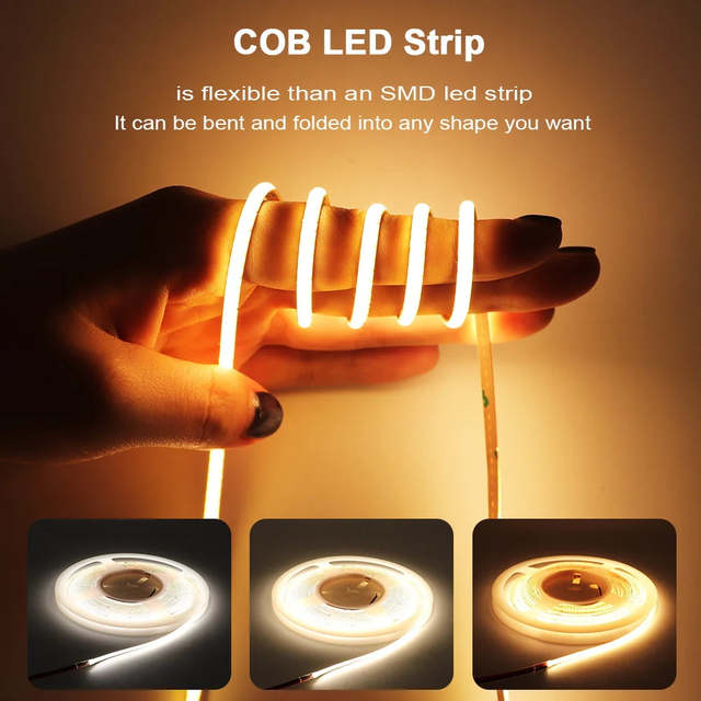Ultra Narrow Tiras Cob Led Strip 12V 3MM Cri 90 400Led/m 3000K 4000K 6500K IP20 Led Strip Light for Wardrobe/Cabinet/Mirror