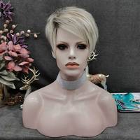 Vente en gros de célébrités Perruque drag queen rouge de feu Perruque avant en dentelle synthétique Fournisseur de coupe courte perruques synthétiques lutin