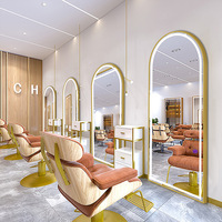Ensemble chaise et miroir de salon Mobilier de salon de coiffure Équipement pour institut de beauté Miroir sur pied pleine longueur au sol