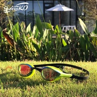 Lunettes de natation SAEKO en polycarbonate miroir, certifiées UV CE, étanches, anti-buée, système ultra-adhérent, conception brevetée, pour eau libre