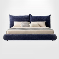 Lit Moderne en Bois Massif King Size avec Tête de Lit Rembourrée pour Chambres d'Hôtel et Chambres à Coucher