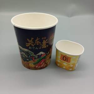 Seau à soupe en papier compostable personnalisé en gros avec couvercle en plastique et papier - Product Image 3