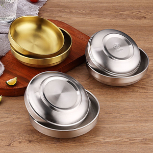 Bandeja para Kimchi de Acero Inoxidable 304, Accesorios Coreanos para Bulgogi, <span class=keywords><strong>Plato</strong></span> para Salsas de Doble Pared, Vajilla Pulida para Restaurante - Product Image 1