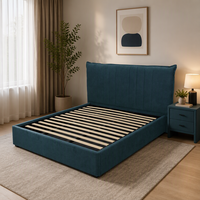 Cadre de lit rembourré OEM avec vérin à gaz et rangement, tailles Queen et King, lit ottoman en tissu personnalisé pour détaillants de meubles et hôtels