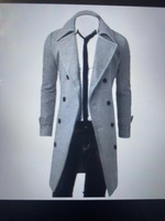 Jas Trench Coat Pria Musim Gugur dan Dingin, Model Double-Breasted, Bahan Tweed, Slim Fit