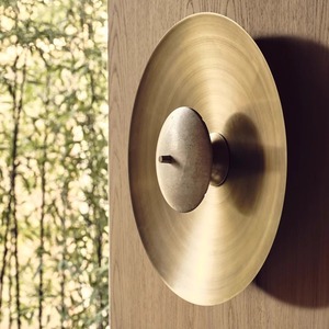 Lámpara de pared redonda moderna de mármol y bronce, fuente de luz LED de 60 cm de diámetro para sala de estar, dormitorio, estudio, sala de exposiciones - Product Image 4