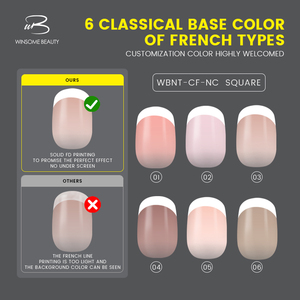 Faux ongles carrés à pointe courte française, non toxiques, à presser, vente en gros, marque privée, 300 pièces/paquet - Product Image 2