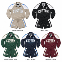 Ensemble de survêtement en nylon brodé avec logo personnalisé pour homme, style rétro hip-hop, tenue d'été, coupe-vent streetwear, ensemble court color block