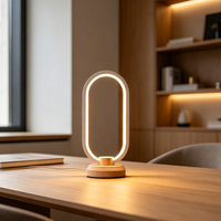 Lampe LED ovale contemporaine, lampe de table minimaliste, lumière d'ambiance chaude, lampe de nuit pour le bureau, la chambre à coucher, la décoration de la maison