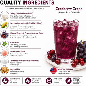 Cranberry Grape Instant Drink Powder Natural Fruit Flavor Portable Single Packet 7 Servings Daily Fruit Beverage - Product Image 2