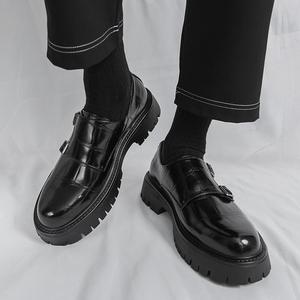 Zapatos de Hombre con Estampado de Cocodrilo Marrón, Doble Hebilla, Suela Gruesa, Formales, para Boda, Uso Diario, Negocios, <span class=keywords><strong>Mocasines</strong></span> de Cuero - Product Image 4