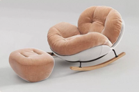 Fauteuil à bascule moderne en bois Eggshell 2026 |   Fauteuil inclinable pour adulte, chaise de détente individuelle pour balcon et salon