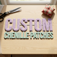 Patchs brodés en chenille personnalisés motif chien de dessin animé, à thermocoller ou à coudre, pour vêtements, chapeaux, sacs et accessoires