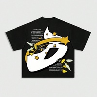 T-shirt Streetwear Oversize Délavé à Épaules Tombantes avec Motif Abeille et Lettre D de Tyler, Creator, Style High Street