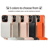 Portefeuille en cuir orange et étui pour téléphone portable pour iPhone 16 Pro Max sangle à bandoulière avec artisanat spécial galvanoplastie