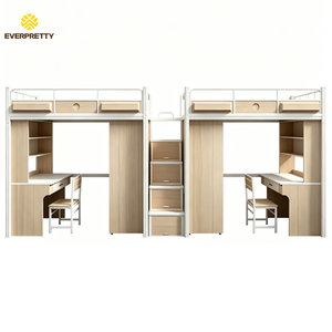 <span class=keywords><strong>Lit</strong></span> de dortoir scolaire moderne avec table, chaise, armoire, cadre de <span class=keywords><strong>lit</strong></span> en métal, <span class=keywords><strong>lit</strong></span> mezzanine avec échelle, pour 2 personnes, pour chambre à coucher, appartement - Product Image 3