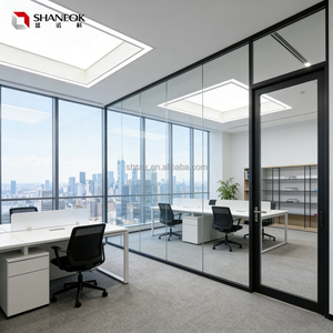 Cloisons <span class=keywords><strong>de</strong></span> bureau en profilés aluminium à vitrage simple, systèmes <span class=keywords><strong>de</strong></span> cloisons en verre transparent pour bureaux à <span class=keywords><strong>plan</strong></span> ouvert - Product Image 6