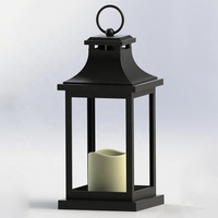 Lanternes à LED sans flamme pour décoration intérieure et extérieure, avec panneaux en verre transparent, à poser sur table, couleur noire