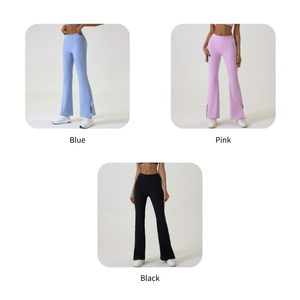 <span class=keywords><strong>Mallas</strong></span> de Yoga de cintura alta para <span class=keywords><strong>mujer</strong></span>, <span class=keywords><strong>mallas</strong></span> acampanadas para correr, Fitness, entrenamiento de baile, pantalones de pierna ancha, <span class=keywords><strong>mallas</strong></span> de gimnasio - Product Image 2