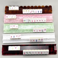 Support et poussoir de Mahjong en acrylique marbré, support de tuiles de Mahjong à bord ondulé ou droit, accessoires de jeu de Mahjong américain, personnalisation OEM