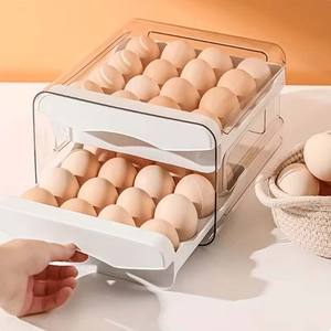1 Stück Küchen-Eier-Aufbewahrungsbox Kühlschrank Frischhaltedose Kunststoff 2-Schicht-Schubladentyp Große Kapazität Aufbewahrung Haushalt Küchenorganizer Regal - Product Image 1