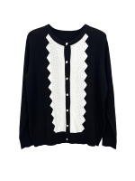 Cardigan en viscose à manches longues et col rond, style décontracté, avec blocs de couleur géométriques et strass, personnalisé pour femmes (OEM)