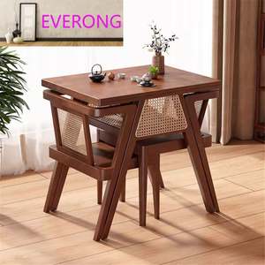 EV-Best Sedia in Vimini di Legno, Tavolo e <span class=keywords><strong>Sedie</strong></span> da Pranzo per Casa e Hotel, Arredo per Cortile, Negoziazione, Impilabile e con Spazio di Archiviazione - Product Image 6