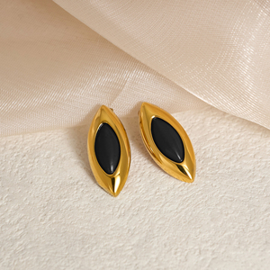 Nuovi orecchini VINTAGE ovali in pietra naturale rosso sottile Dazan NEW Ins Trendy 18k Pvd in oro placcato oro in acciaio inossidabile per attori gioielli - Product Image 4
