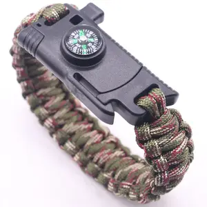 Nuovi braccialetti di sopravvivenza con coltello Paracord da campeggio all'aperto Anthrive con orologio digitale Flint Fire Starter Whistle Compass