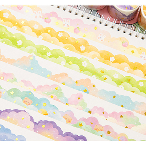 Set di Nastri Washi LABON Dreamy Cloud con Bordi Ondulati e Lamina Dorata, Nastro Decorativo per Journaling, Fai-da-Te, Artigianato e Scrapbooking - Product Image 5