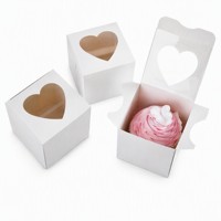 Boîte à dessert jetable en carton avec poignée et fenêtre transparente pour gâteau, emballage personnalisé pour boulangerie (recyclé)