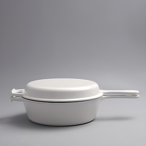 Usine de gros 10 pouces 1.2L <span class=keywords><strong>fonte</strong></span> <span class=keywords><strong>pain</strong></span> moule de cuisson Double oreille blanc rouge émail émaillé hollandais casserole avec poignée de couvercle - Product Image 2