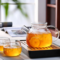 Bouteille d'eau froide en verre borosilicate résistant aux hautes températures Daxin grande capacité, théière à fleurs, design moderne et simple avec couvercle