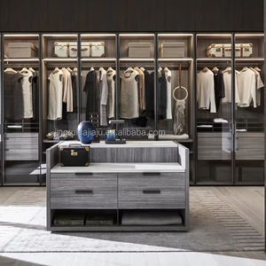 Mirrored Modular L Walk In Pequeño Paño de madera Dormitorio Estantes Gabinete <span class=keywords><strong>Ropa</strong></span> Deslizante Acero Diseño de armario personalizado - Product Image 1