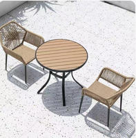 Chaises de patio, chaises de jardin d'extérieur, table d'extérieur avec 6 chaises, ensemble de meubles d'extérieur en corde, métal et aluminium