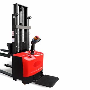 Compact full electric self loading hydraulic hand forklift stand-on <b>pallet</b> truck jack stacker for sell - Product Image 3