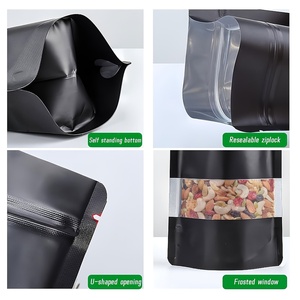 Bolsa de pie personalizada con ventana, de aluminio y plástico, con cierre zip resellable, a prueba de olores, troquelada, para alimentos y snacks - Product Image 3