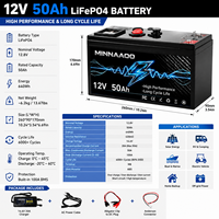 Baterai LiFePO4 12V 50Ah Siklus Dalam untuk RV, Solar, Kapal Laut, Golf Cart, Cadangan Daya Rumah