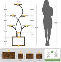 Support de plantes en fer à 8 niveaux en forme d'arbre, avec revêtement en poudre, pour intérieur/extérieur, étagère d'angle haute, décoration pour salon, patio, balcon, jardin