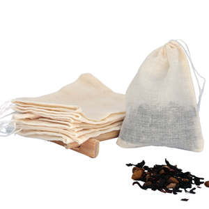 Bolsa de té con cordón de muselina de algodón natural sin blanquear - Product Image 1