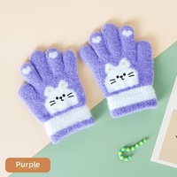 Gants d'hiver en gros pour enfants, gants en peluche chat de dessin animé pour enfants, gants doux et chauds à cinq doigts, résistants au froid