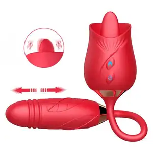 亚马逊热卖玫瑰振动器性玩具女性阴道舌头舔阴蒂振动器刺激乳头和阴蒂