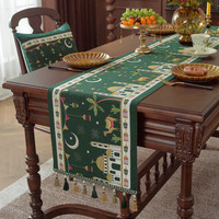 WML020 Nappe et chemin de table personnalisés en coton et lin jacquard teint en fil de haute qualité pour les fêtes