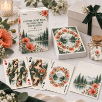 Livre d'or personnalisé en cartes à jouer, thème Mariage, Motif Vœux de coquelicot d'Oregon, Portrait de couple aquarelle, Personnalisé, 5787mm, Papier couché artistique 300gsm