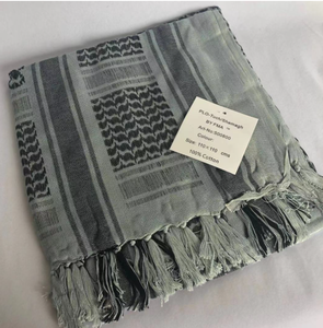 Pañuelo Cuadrado de Algodón HBSW1209 de 110 cm x 110 cm, Diseño Desértico en Gris, Blanco, Negro y Marrón a Cuadros, Pañuelo Táctico - Product Image 4