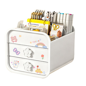 Cute <b>Drawer</b> Desk <b>Organizer</b> Plastic Multi Layer Storage Box For Office Student Desktop Neatening - Product Image 5